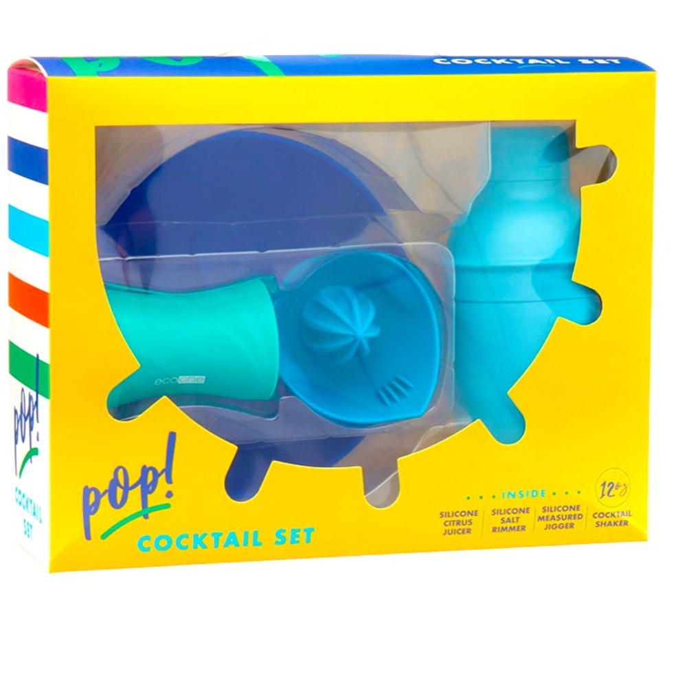 Pop Silicon Cocktail Barware Set - Blue and Green